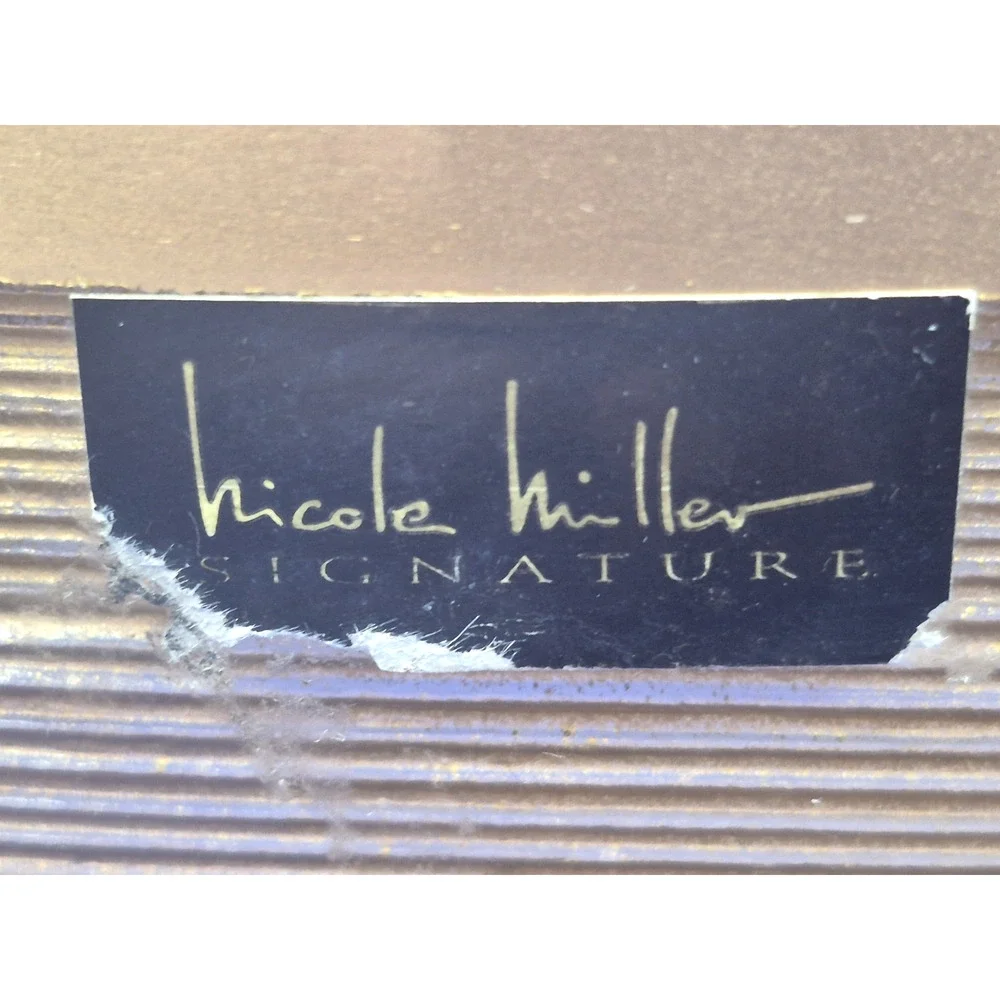 Nicole Miller Gold Crinkle Lucite Tissue Box Holder 6.5x6x6